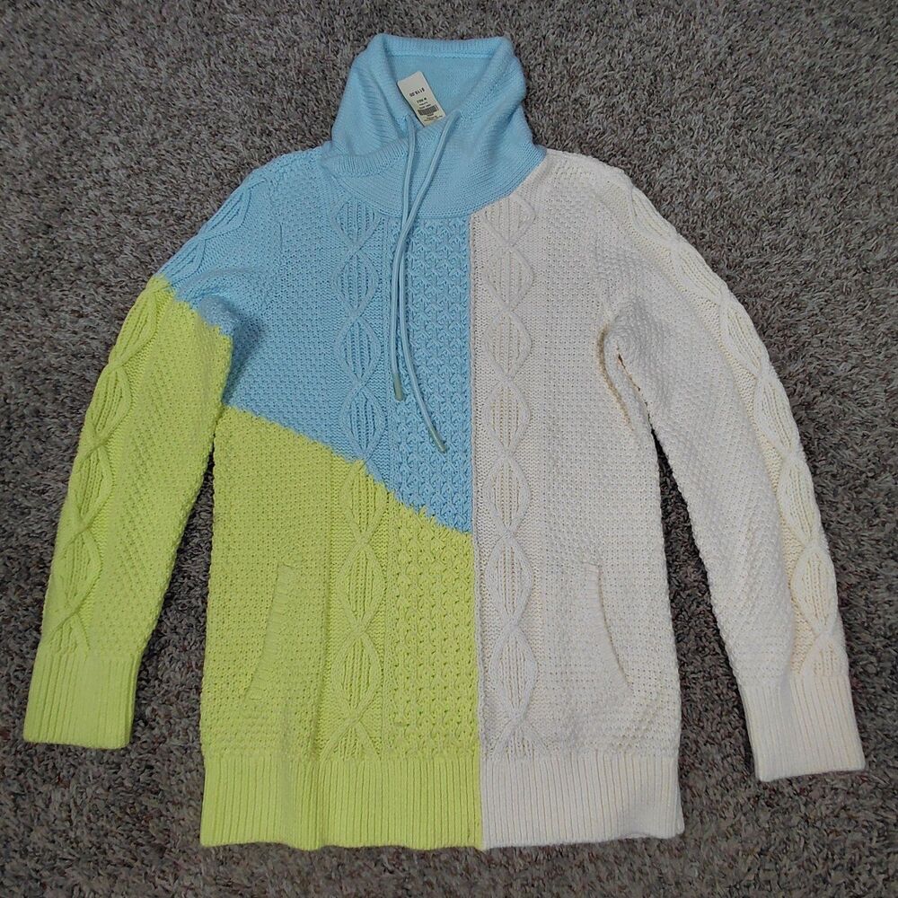 NEW LL Bean Signature Cable Knit Sweater Womens Medium Cowl Neck Fisherman